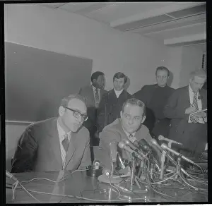 Dick Schultz and Thomas Foran Speaking to Newmen