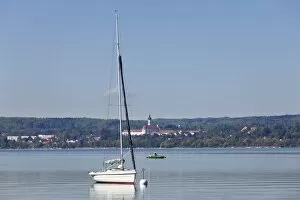 Diessen at Lake Ammer, view from Wartaweil, Five-Lakes region, Upper Bavaria, Bavaria, Germany, Europe