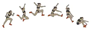 Determination Prints: Different stages of athlete performing hitch-kick long jump