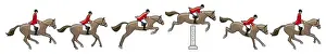 Multiple Image Prints: Different stages of showjumper approaching, jumping and landing