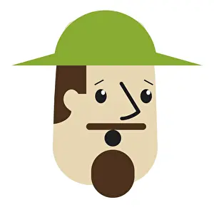 Mouth Open Prints: Digital cartoon of man with moustache and goatee