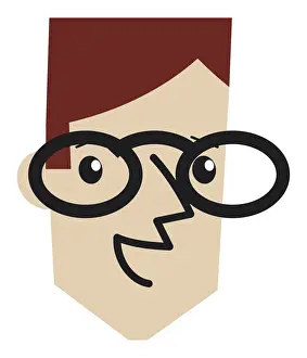 Digital cartoon of man wearing oversized spectacles
