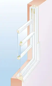 Window Sill Prints: Digital cross section illustration showing inner and outer sash