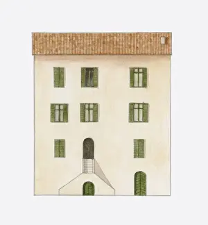 Shutter Prints: Digital illustration of apartment house on island of Corsica