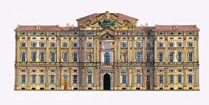 Place Of Interest Prints: Digital illustration of Baroque facade of Guarinis Palazzo Carignano, 1679, Turin