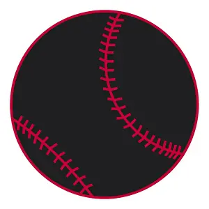Digital illustration of black baseball showing red stitching