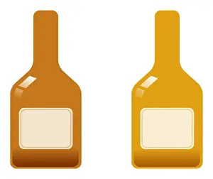 Whisky Prints: Digital illustration of blank labels on two whisky bottles