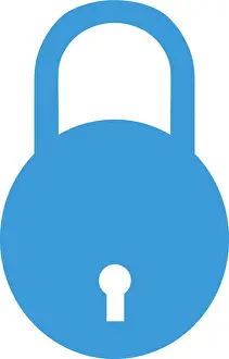 Padlock Prints: Digital illustration of blue padlock on white background