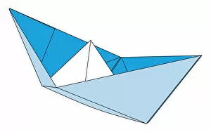 Digital illustration of boat made from folded paper