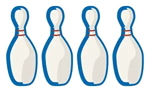 Bowling Pin Prints: Digital illustration of four bowling pins