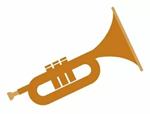 Illustrative Technique Gallery: Digital illustration of brass trumpet