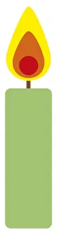 Digital illustration of burning green candle