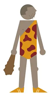 Stubble Prints: Digital illustration of caveman holding club