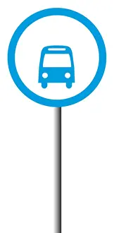 Road Sign Prints: Digital illustration of circular bus lane sign