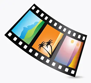 Escapism Prints: Digital illustration of colour negatives of tropical island