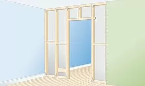 Images Dated 29th January 2009: Digital illustration construction frame for partition wall