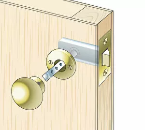 Images Dated 28th January 2009: Digital illustration of door handle and latch set