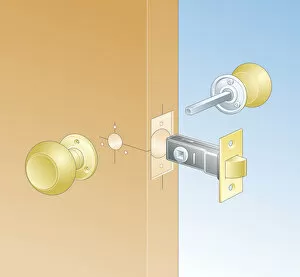 Images Dated 27th January 2009: Digital Illustration of door handle and latch set