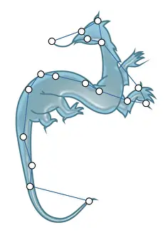 Digital illustration of a dragon representing the Draco constellation