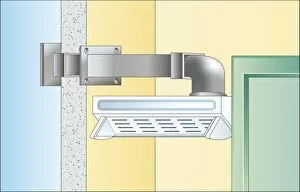 Digital Illustration of duct above cooker hood in domestic kitchen