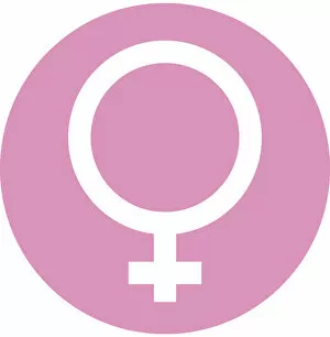 Images Dated 9th May 2011: Digital illustration of female symbol in pink circle on white background