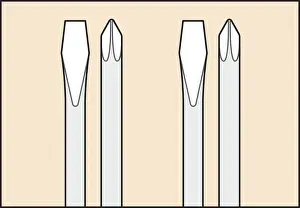 Digital Illustration flathead and Phillips screwdrivers