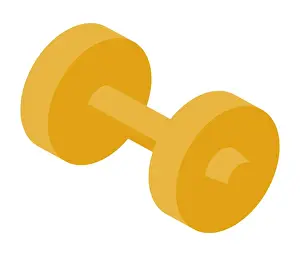 Dumbbell Prints: Digital illustration of gold dumbbell