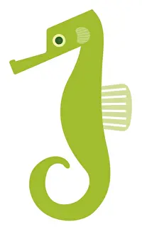 Sea Horse Prints: Digital illustration of green seahorse