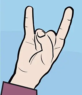 Attitude Prints: Digital illustration of hand gesture representing devils horns