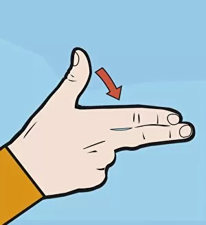 Digital illustration of hand sign language representing shooting a handgun