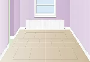 Images Dated 27th January 2009: Digital Illustration of hardboard on top of floorboards in empty room