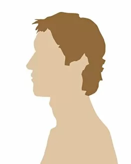 Digital illustration of head and shoulders of man in profile
