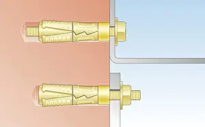 Digital illustration of heavy duty masonry bolt fixings, also known as shield anchors