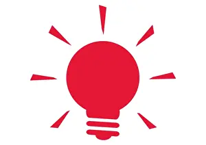 Light Bulb Prints: Digital illustration of illuminated red lightbulb