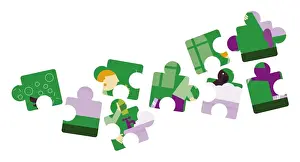 Jigsaw Piece Prints: Digital illustration of jigsaw pieces
