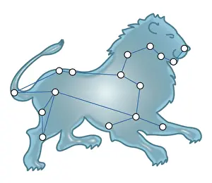 The Zodiac Prints: Digital illustration of a Lion representing the Leo constellation