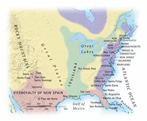 Images Dated 9th May 2011: Digital illustration of map showing 15th century European colonization of the Americas