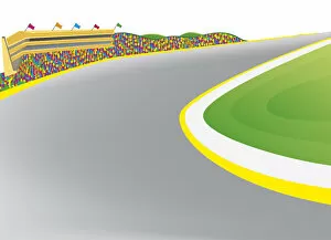 Motorsport Gallery: Digital illustration of part of motor racing track with representation of spectators
