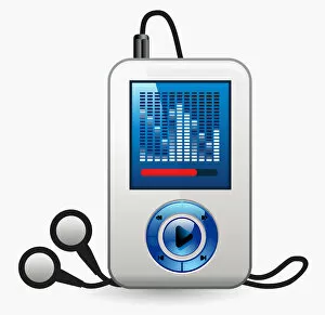 Images Dated 11th May 2010: Digital illustration of MP3 player and headphones