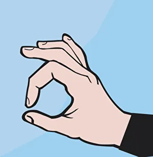 Blue Background Gallery: Digital illustration of OK hand gesture