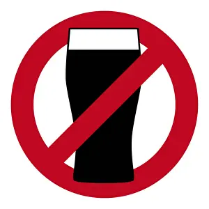 Beer Alcohol Prints: Digital illustration of pint of beer in circle with diagonal line through center