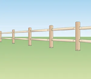 Railing Gallery: Digital illustration of post and rail ranch style fence
