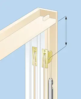 Window Frame Prints: Digital illustration of pulley and cord on box frame of sash window