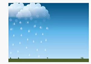 Images Dated 12th May 2010: Digital illustration of rain and sleet falling from cloud