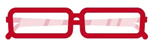 Closed Prints: Digital illustration of rectangular red spectacles