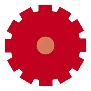 Coordination Prints: Digital illustration of red cog