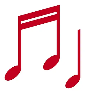 Musical Note Prints: Digital illustration of red musical notes