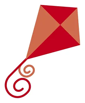 Digital illustration of red and pink kite