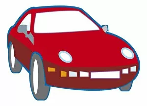 Digital illustration of red sports car