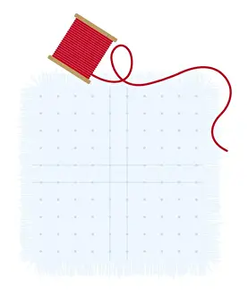 Digital illustration of reel of hread and dressmakers pattern